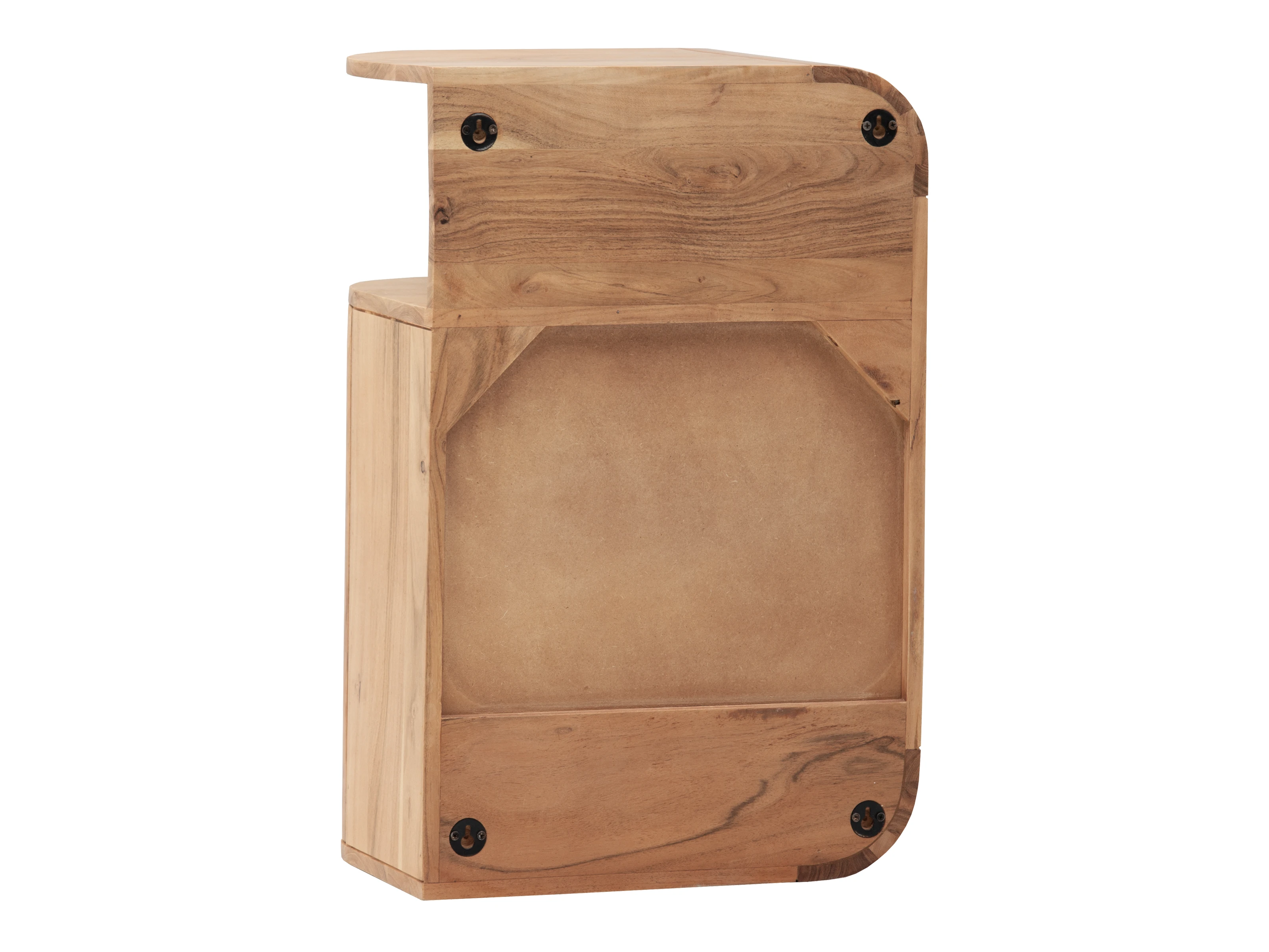 Freisteller Rückansicht des Badmöbel-Sets Tenaga Akazie eichefarben aus lackiertem Akazienholz mit Wandmontagehaken