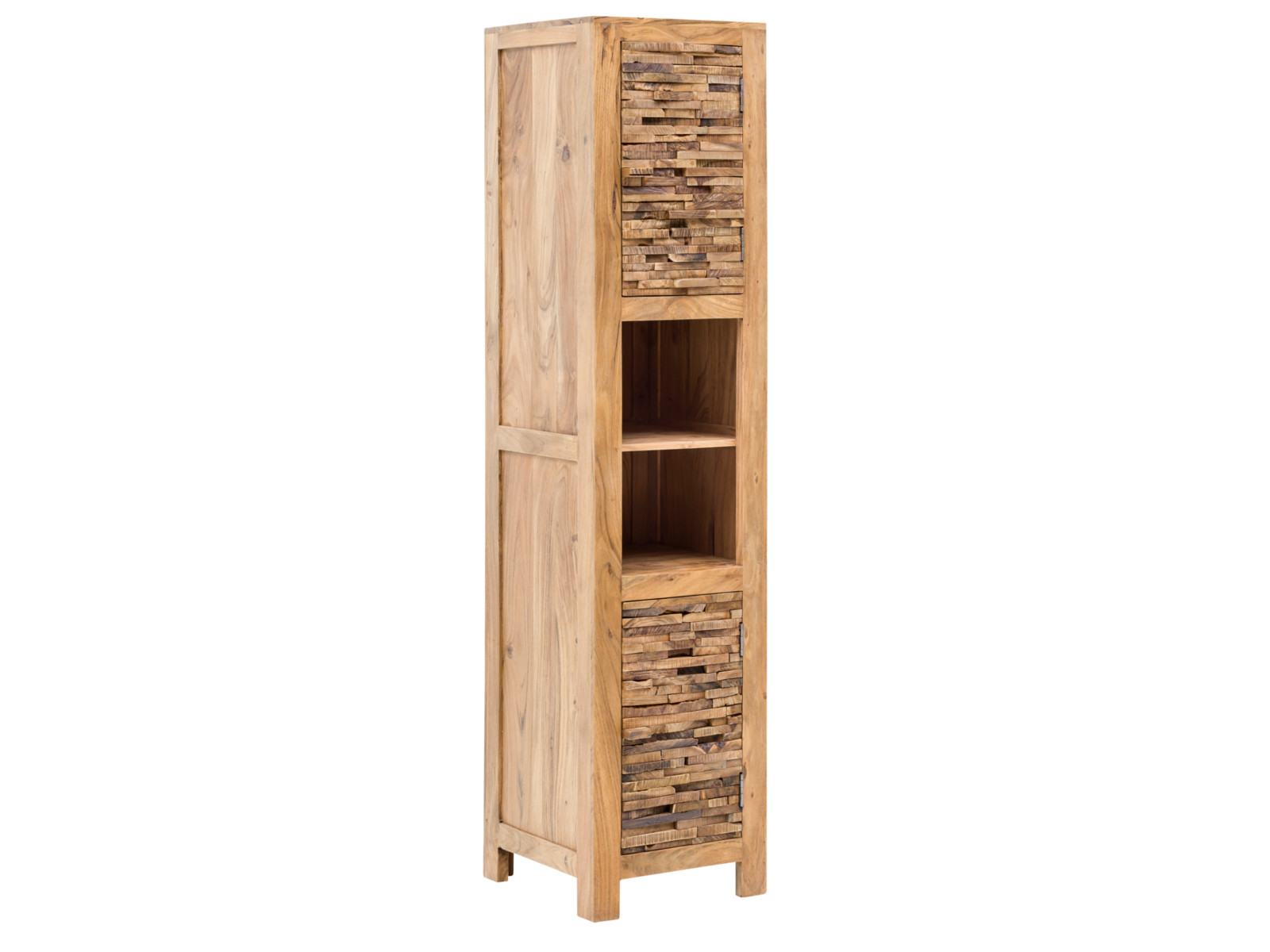 Bad Hochschrank Matay Holz - Akazie 42x180x43 Schrägansicht