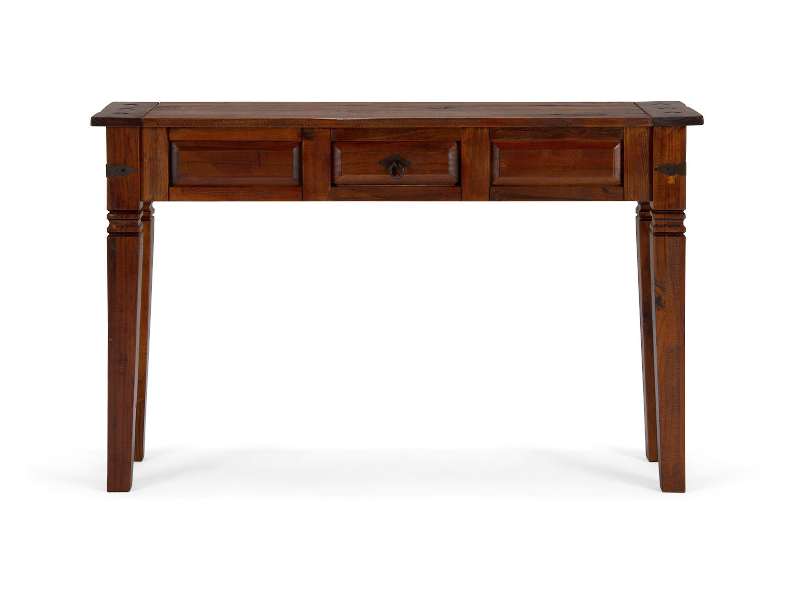 Freisteller Frontansicht: Konsolentisch Catana in braun aus lackierter Pinie, 120×76×35 cm, rechteckig, mit 1 Schublade