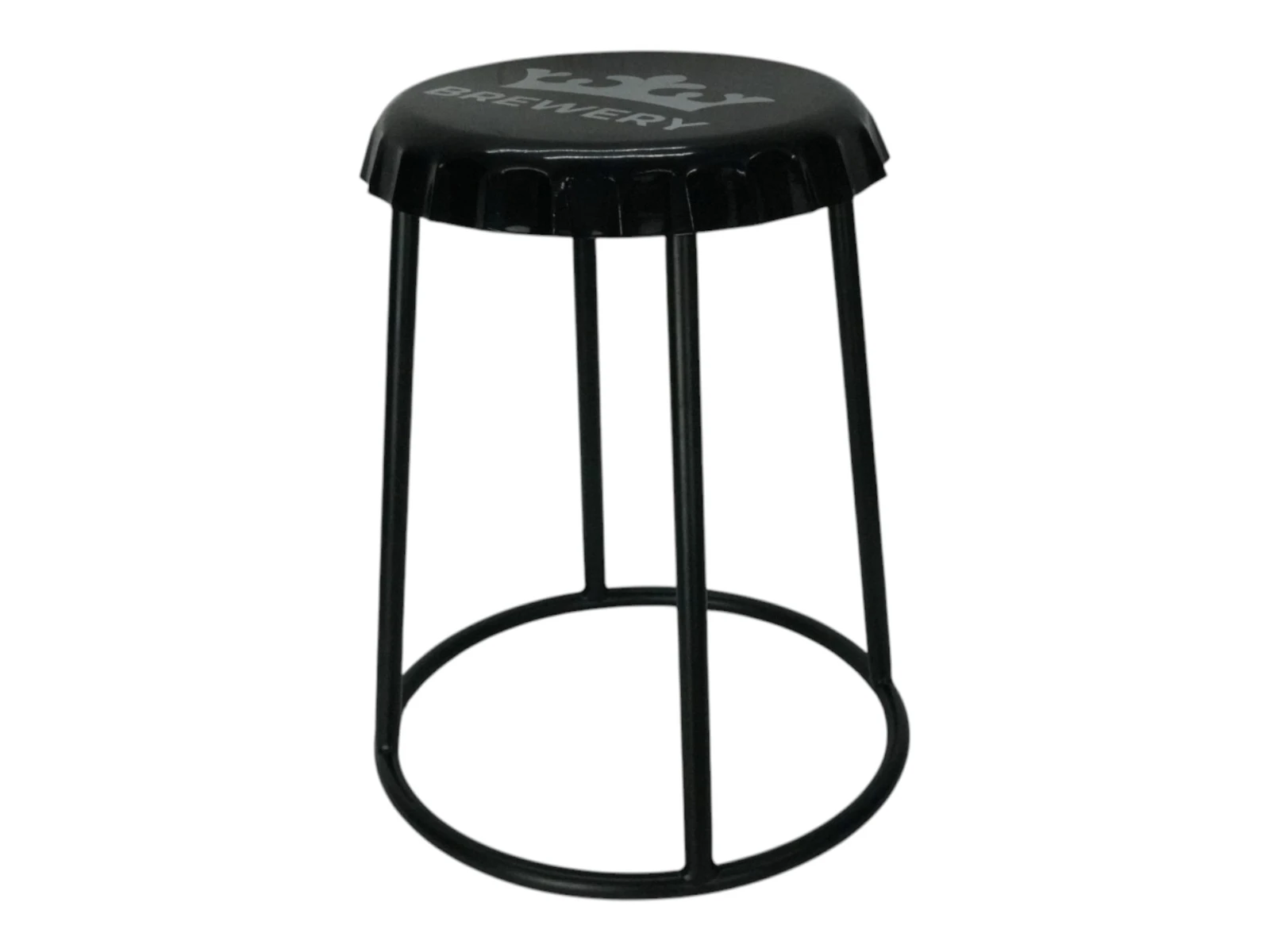 Hocker Cappy: Schwarzer lackierter Metall-Hocker, Freisteller 45°-Ansicht, B40×H50×T40 cm, Sitzhocker für Bar und Küche.