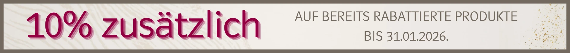 Sale-Störer mit 10 % Rabatt für die Produktseite – auffälliges Aktionsbanner als Hinweis auf ein zeitlich begrenztes Angebot.