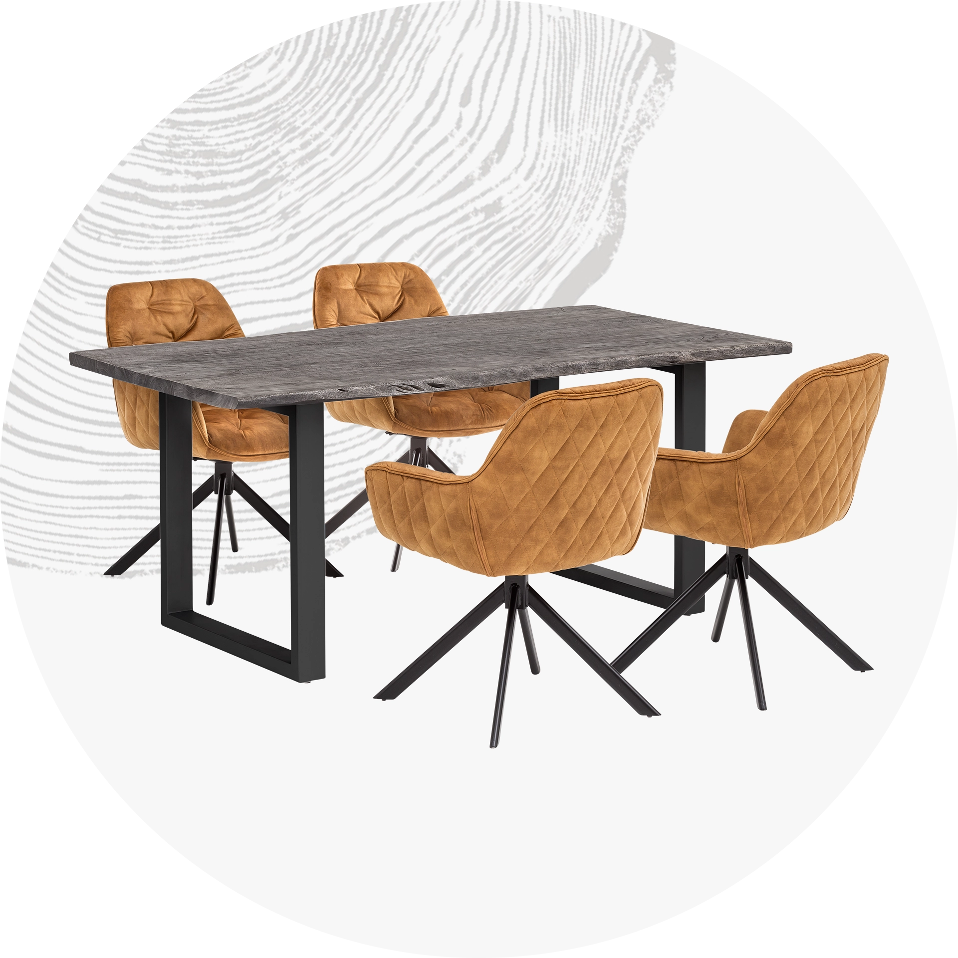 Moderne Essgruppe: Esstisch und Stühle aus Holz in hellem, minimalistischen Design für gemütliches Esszimmer.