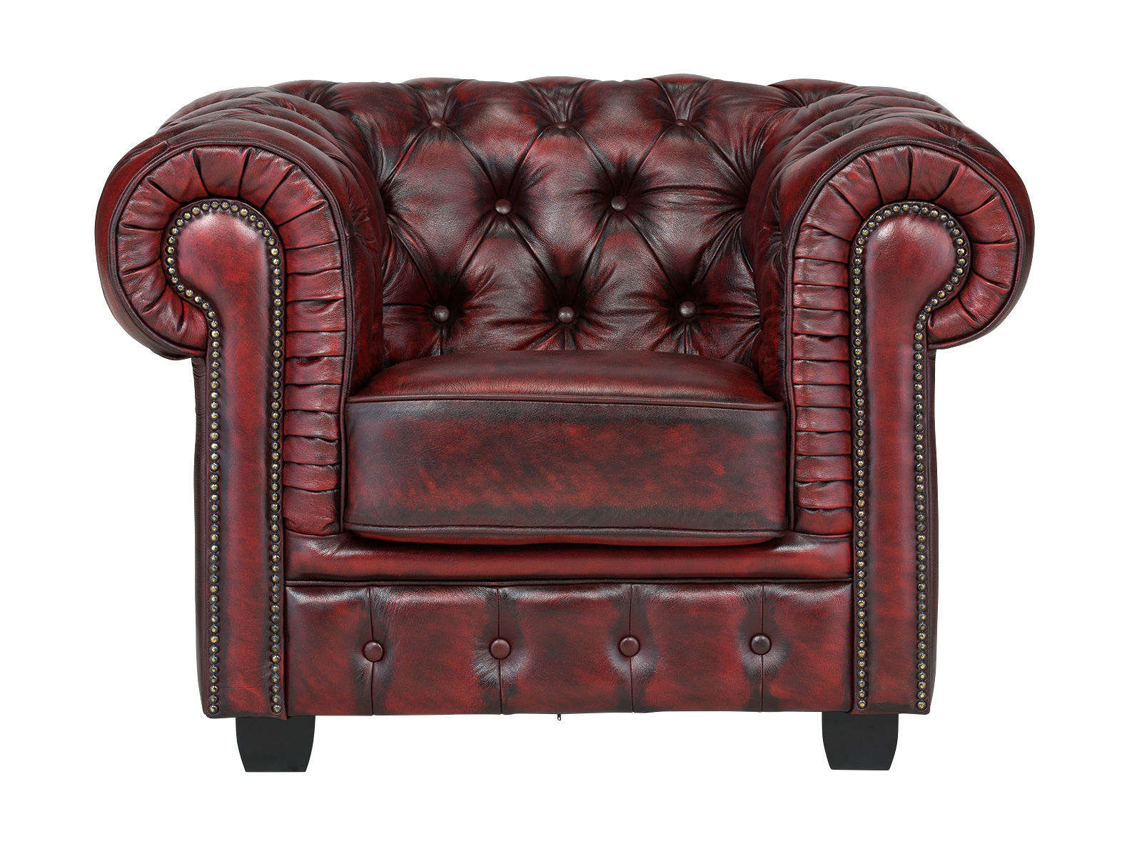 Sessel Chesterfield Big Echtleder rot 112x79x98 Frontansicht