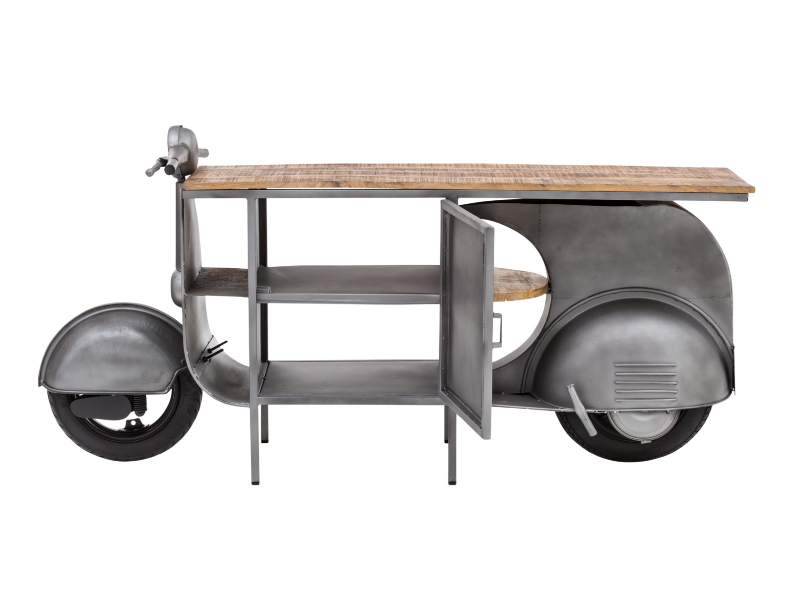 Waschtisch Scooter Metall - Holz Mango 177x89x44 Frontansicht geöffnet